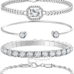 Bracelet Set Gold Silver 4 Pcs