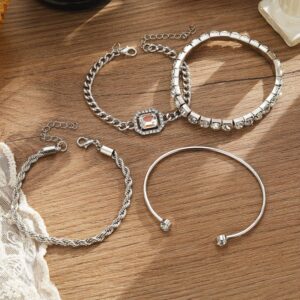 Bracelet Set Gold Silver 4 Pcs - Image 4