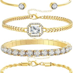 Bracelet Set Gold Silver 4 Pcs - Image 8