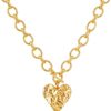 Chunky Heart Necklace 14K Gold Plated Women
