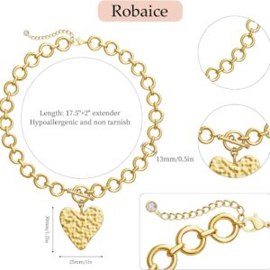 Chunky Heart Necklace 14K Gold Plated Women - Image 3