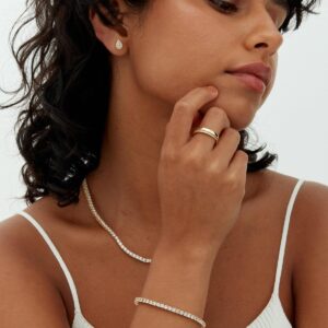 Classic Tennis Bracelet Gold Plated 3mm - Image 4