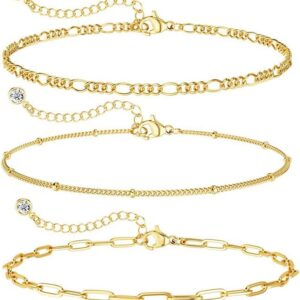 Gold Bracelet Set 14K Plated Women - Image 15
