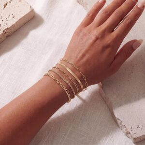 Gold Bracelet Set 14K Plated Women - Image 4