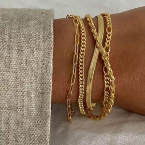 Gold Bracelet Set 14K Plated Women - Image 5