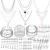 Jewelry Set Gold Plated 69 Pieces Women