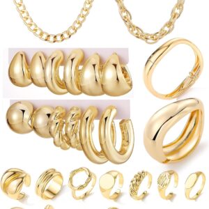 Jewelry Set Gold Plated Women's Necklaces Bracelets Rings Earrings - Image 10