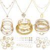 Jewelry Set Gold Plated Women's Necklaces Bracelets Rings Earrings