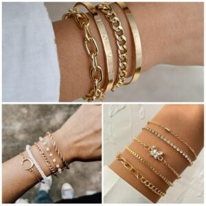 Jewelry Set Gold Plated Women's Necklaces Bracelets Rings Earrings - Image 3