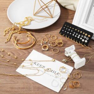 Jewelry Set Gold Plated Women's Necklaces Bracelets Rings Earrings - Image 6