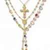 Layered Gold Cross Necklace Set 4 Pieces