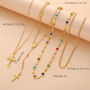 Layered Gold Cross Necklace Set 4 Pieces - Image 3