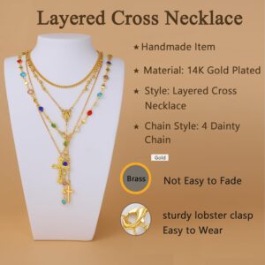 Layered Gold Cross Necklace Set 4 Pieces - Image 4