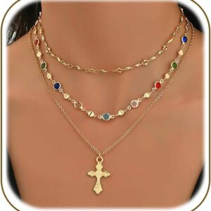 Layered Gold Cross Necklace Set 4 Pieces - Image 8