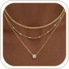 Layered Necklace Set Gold Plated Women