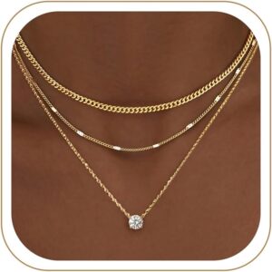 Layered Necklace Set Gold Plated Women