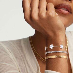 Stackable Floral Bracelet Set 18K Gold Plated 3 Pieces - Image 2